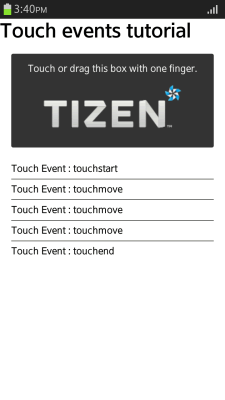Tizen触摸事件版本 1： 控制触摸事件