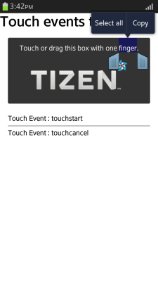 Tizen触摸事件版本 1： 控制触摸事件